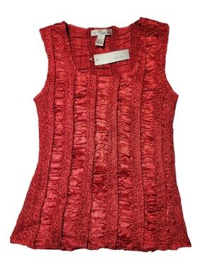 Vintage Y2K WD.NY Red Ruched Satin Tank Top - Size Medium - NEW NWT